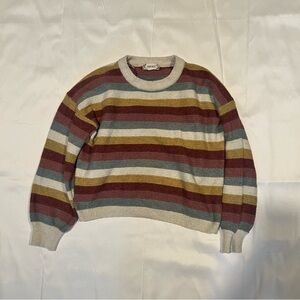 Cozy Pink Rose Striped Sweater - Size M